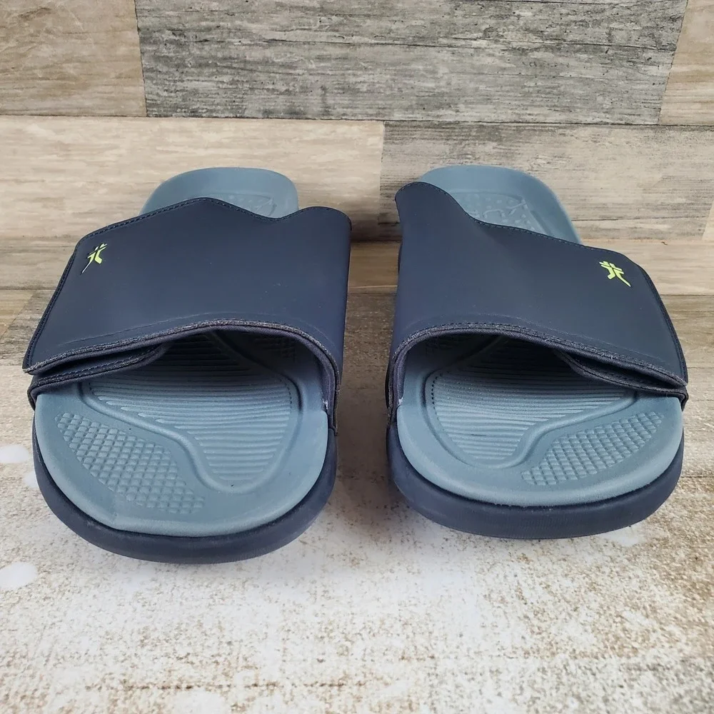 Kuru Moment Mens Slide Sandals Sz 13 M Midnight Blue Pale Lime Platform Slip On‎